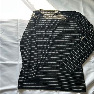 J. Crew Gray and White Fitted Blouse